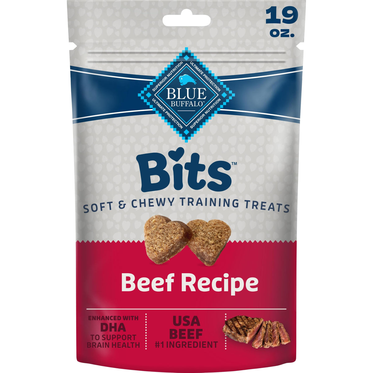 Blue Buffalo Bits Beef Training Treats, 19 oz | Real Beef First, DHA for Cognitive Development, No Chicken By-Product Meals, Free from Red Dye 40