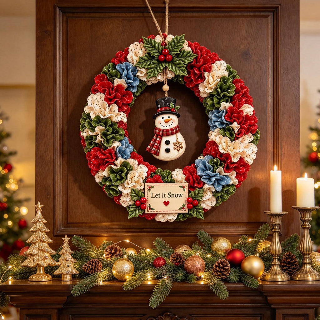 3D Fabric Poke Wreath DIY Kit, Christmas Wreath DIY Kit for Adults | Poke Art for Adults, Beginner Friendly No-sew Craft, 3D Texture, Relaxing Holiday Handmade Christmas Art Project Gift