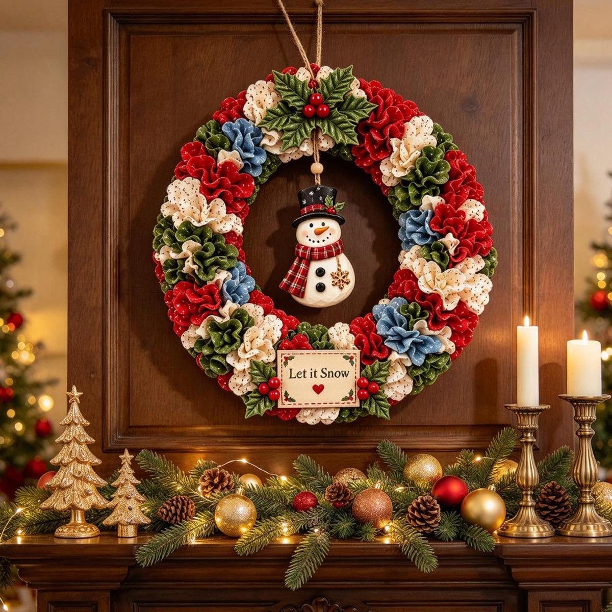 3D Fabric Poke Wreath DIY Kit, Christmas Wreath DIY Kit for Adults | Poke Art for Adults, Beginner Friendly No-sew Craft, 3D Texture, Relaxing Holiday Handmade Christmas Art Project Gift