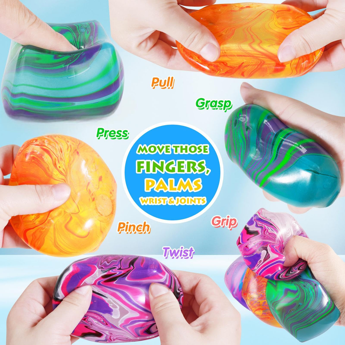 4Pack Fidget Toys Mini Squishy Stress Cube, Stress Balls for Kids, Adults Squishies Anxiety Stress Relief, Squishy Cube Sugar Balls, Sensory Toys for Kids with Autism, Fidgets for Classroom Prize