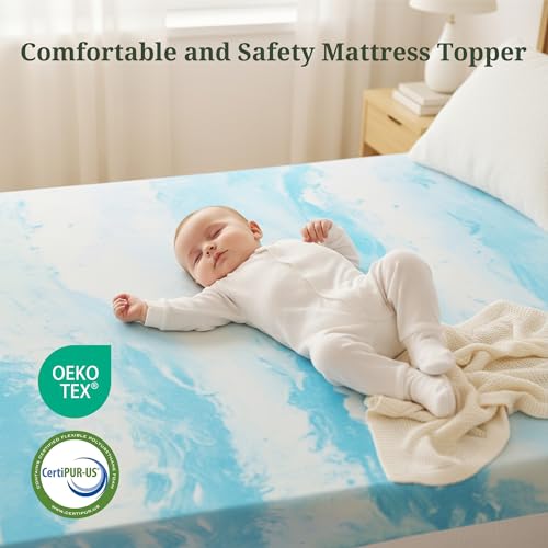 3 Inch Full Mattress Topper, Ventilated Gel Memory Foam Mattress Bed Pad | Pressure Relief | Body Support Mattress Bed Topper | CertiPUR-US certified | Blue
