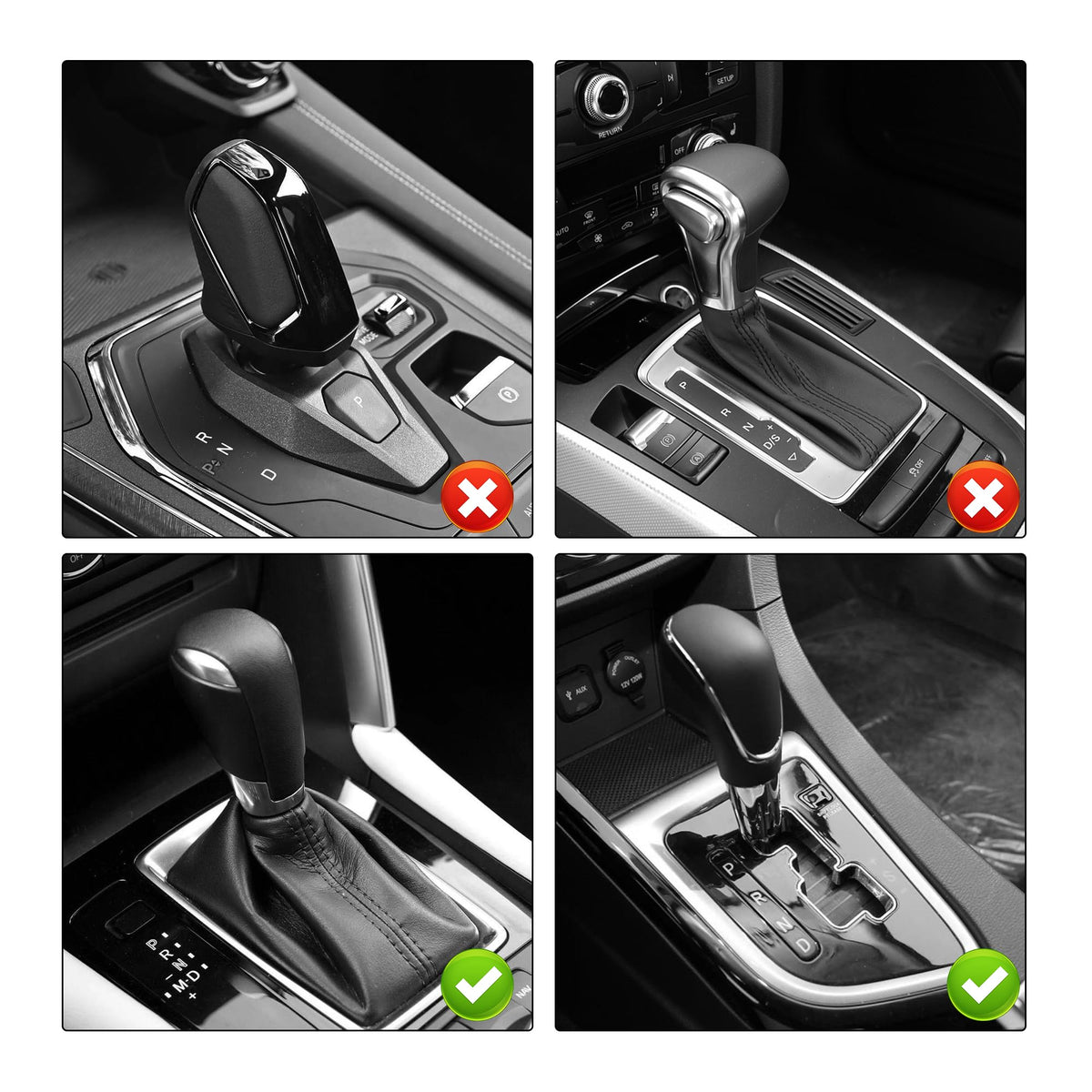Car Gear Shift Knob with 4 Adaptive Parts,Leather 5 Speed Shift Knobs for Replacement Broken Shifter Knobs,Universal Non-Slip Manual Shift Knob Car Interior Accessories for Most Vehicles (Black/Red)