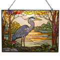 365CUSGIFTS Customized Rectangle Botanical Blue Heron Stained Glass Suncatcher Window Hangings, Suncatchers Glass Panel Sun Catchers Gifts Home Decor Garden Christmas Halloween Wedding