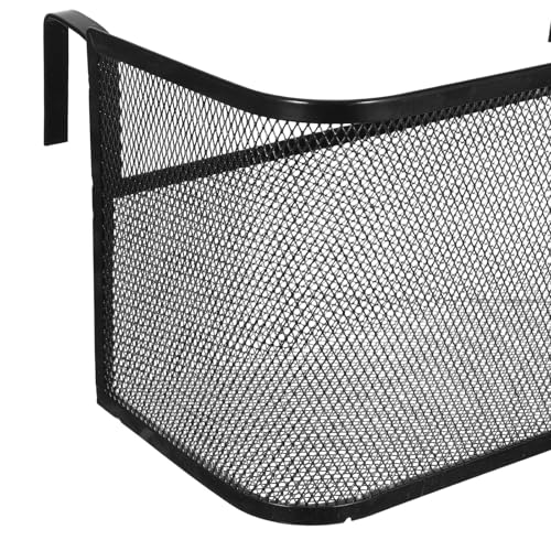 Bedside Hanging Storage Basket, Metal Bunk Bed Organizer with Cup Holder | Black Iron Frame, Hook Design, Multiple Compartments, Keeps Magazines, Phones, Drinks and Remotes within Reach