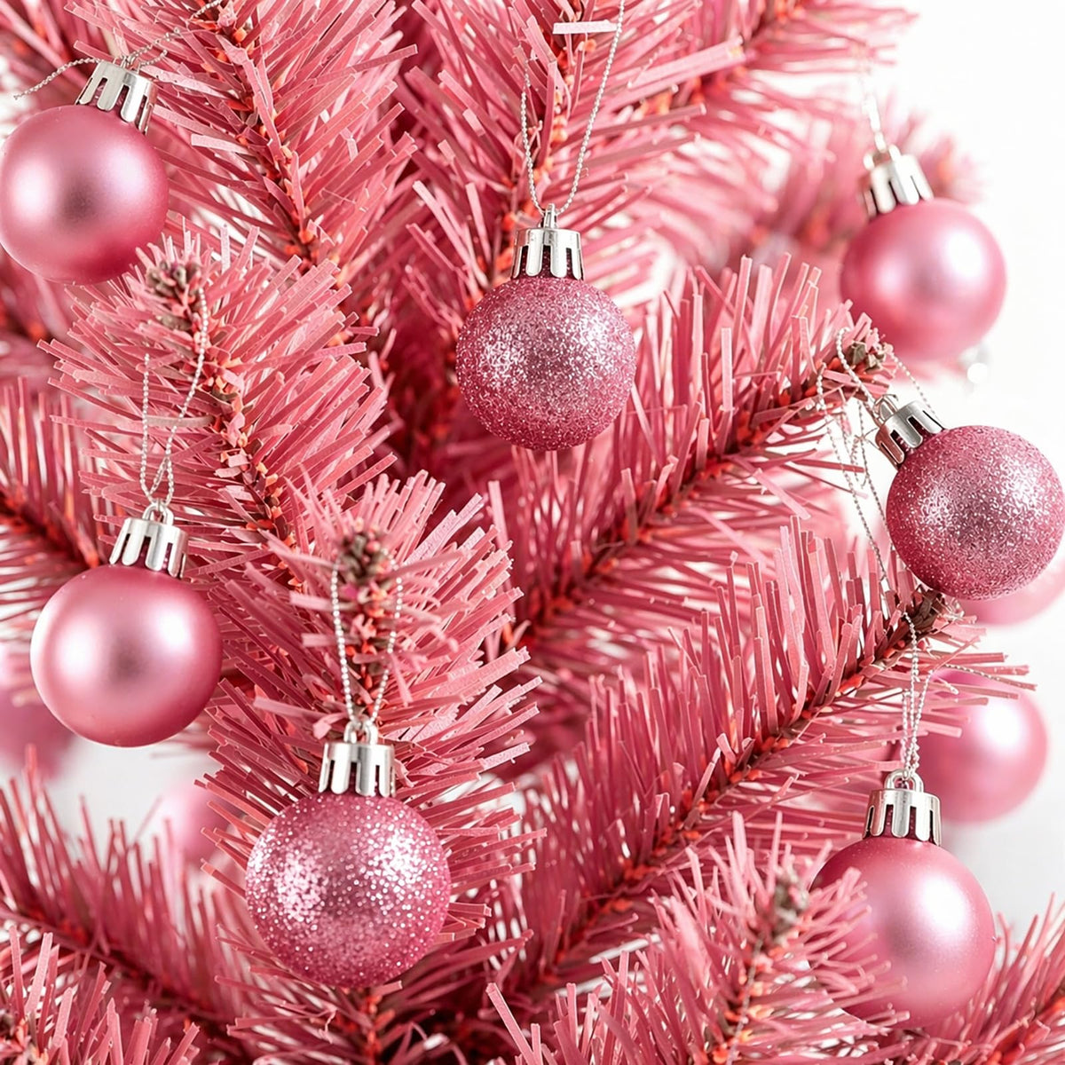 24 Count Mini Pink Ornaments for Mini Christmas Tree, Small Shatterproof Christmas Tree Ornaments Balls Party Decorations, 1.2 Inch