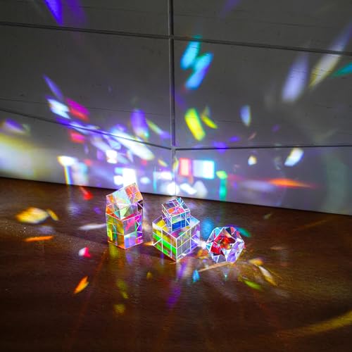 1.2'' Optical Glass RGB Dispersion Prism X-Cube for Physics Teaching Gift | Prisma,Rainbow Prism,Crystal Cube Prism,Photography Props