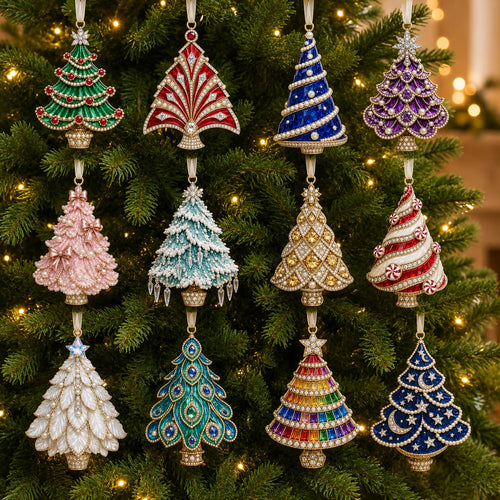 12-Piece Acrylic Christmas Ornaments DIY Pearl Diamond Art Kit for Adults | Hanging Rhinestone Craft Special-Shaped Resin Gems Jute Twine Jesus Santa Claus Snowman Cat Dog Designs Holiday Decor Gift