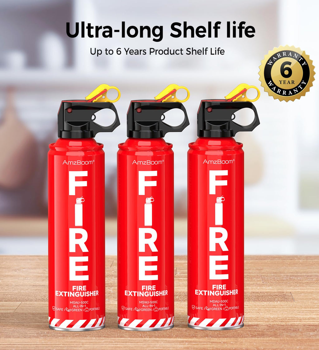 Fire Extinguisher for Home 1Pack, Kitchen, Car, and Grill,Compact Water-Based A, B, C, K Extinguisher with 6-Year Warranty and Easy Storage.