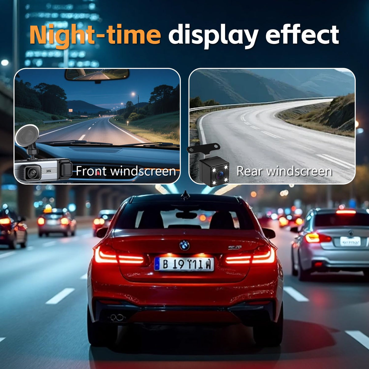 4 Channel 360° Dash Cam Front and Rear Inside, 64GB Card Included | 4K+1080P*3 FHD Car Camera, 5GHz WiFi/App Control 8 IR Lamps Night Vision 24H Parking Mode G-Sensor Loop Recording (Gunmetal)