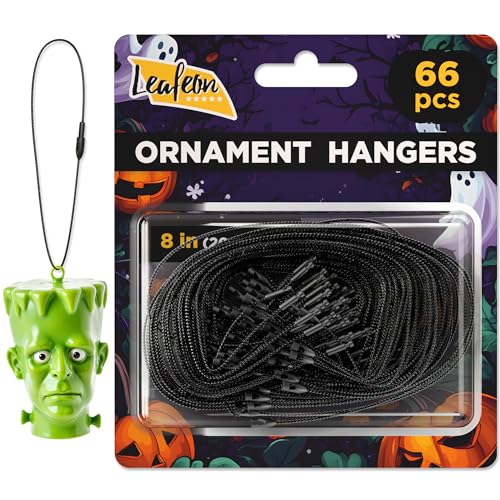 Ornament Hooks for Christmas Tree Decorations 66 pcs – Black Durable Ornament Hangers – Christmas Ornament Tree Hooks - Black Ornament String with Snap