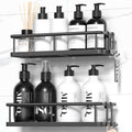 YASONIC Shower Caddy, Rust Proof Bathroom Storage Shelves, Large, Black | 2-Pack Bathroom Shelf, No-Drill Shower Shelf, Wall-Mounted Storage for Kitchen & Bedroom