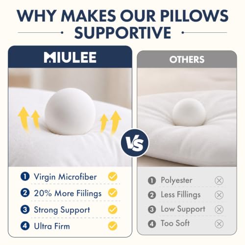 MIULEE 18x18 Throw Pillows Inserts 2 Pack, Decorative Pillows for Couch Bed | 100% Virgin Filling, Full and Fluffy, Lumbar, Back and Neck Support