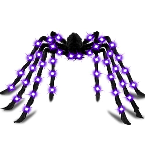 78" Jumbo Halloween Light up Spider Scary Giant Spider for Indoor Outdoor Halloween Spider Decorations Party Favor Yard Home House Décor Multicolor