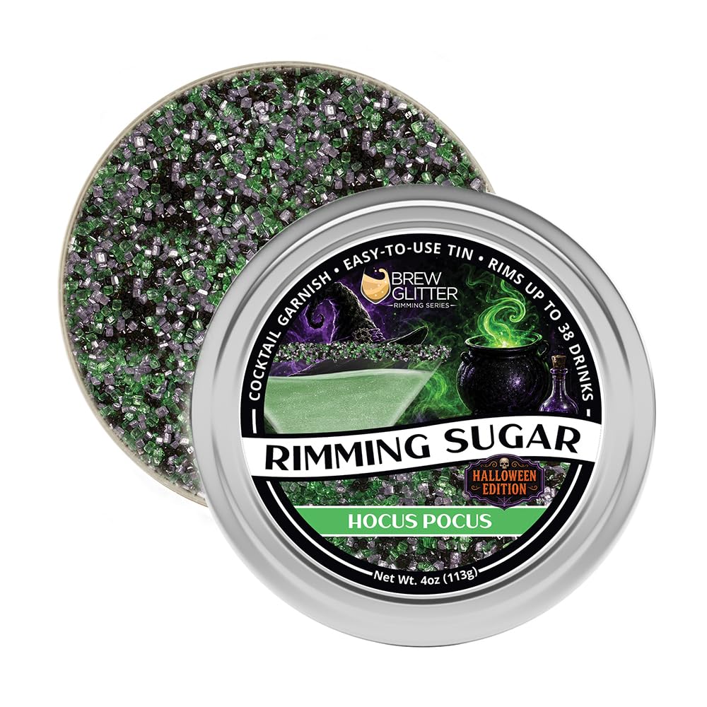 Brew Glitter Hocus Pocus Green, Purple & Black Rimming Sugar, Cocktail Garnish, 4oz
