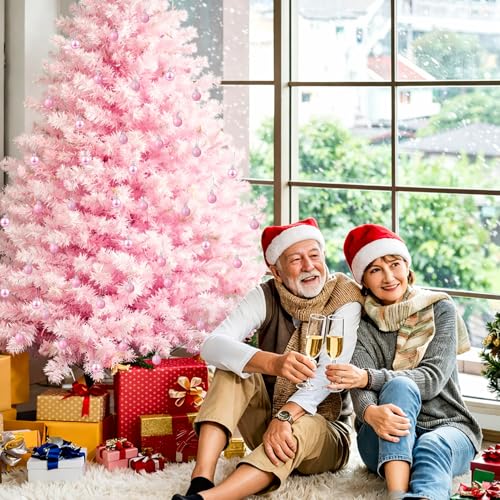 24 Count Mini Pink Ornaments for Mini Christmas Tree, Small Shatterproof Christmas Tree Ornaments Balls Party Decorations, 1.2 Inch