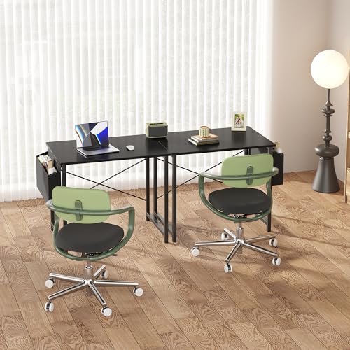 Sweetcrispy Small Computer Desk, 31 Inch Home Office Desks, Writing Study Craft Work Gaming Table, Computer Workstation for Small Spaces with Storage Bag for Bedroom, Black