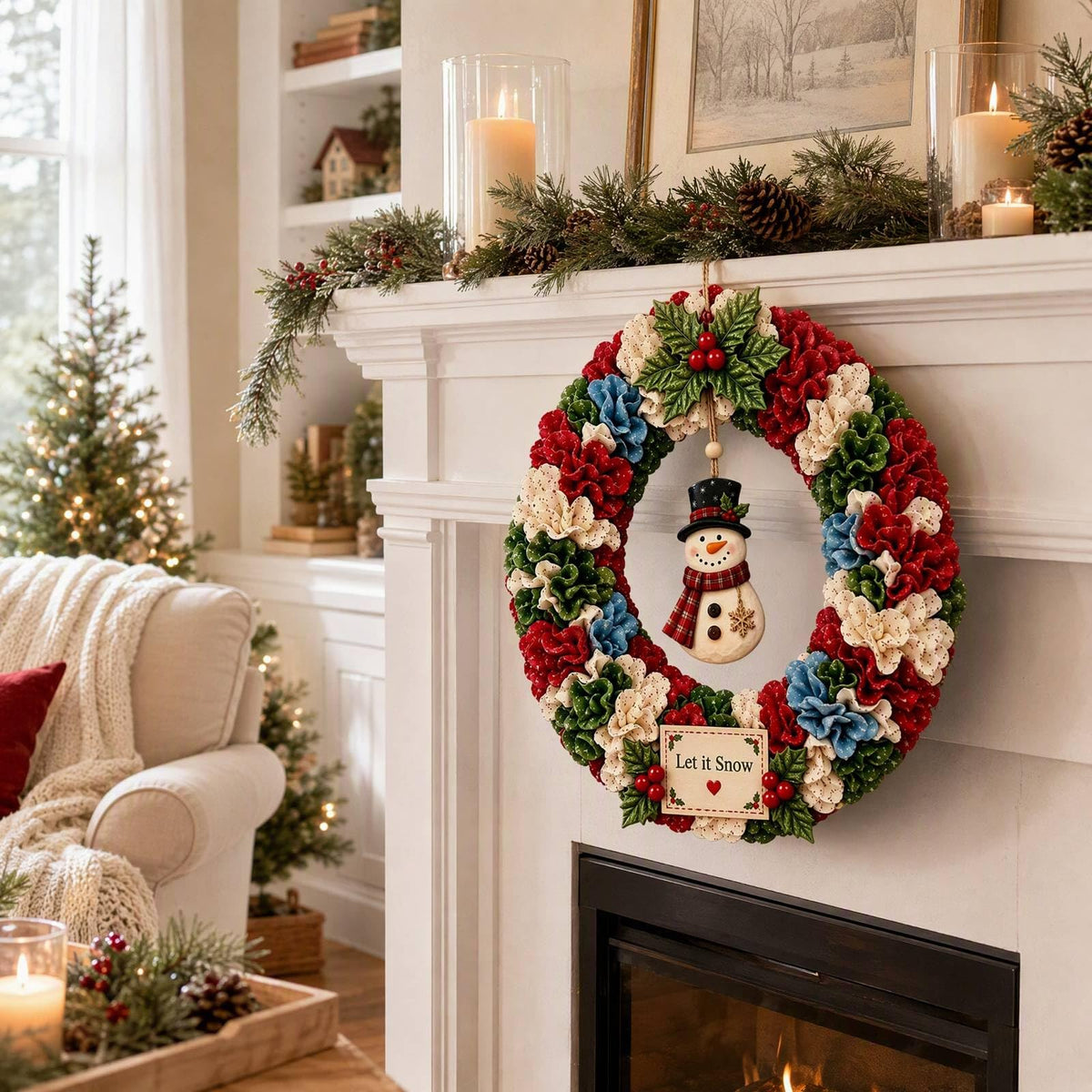 3D Fabric Poke Wreath DIY Kit, Christmas Wreath DIY Kit for Adults | Poke Art for Adults, Beginner Friendly No-sew Craft, 3D Texture, Relaxing Holiday Handmade Christmas Art Project Gift