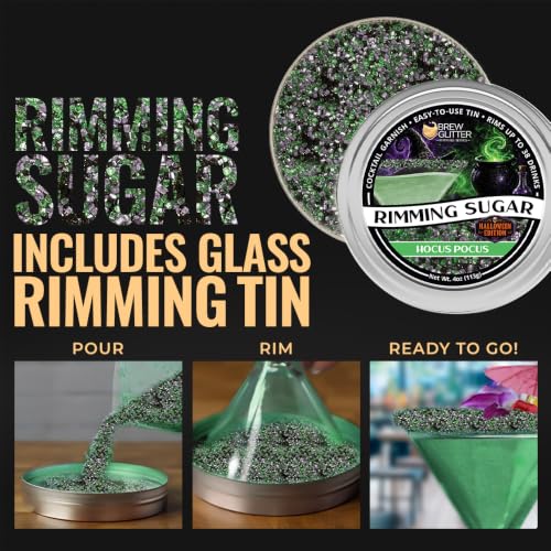 Brew Glitter Hocus Pocus Green, Purple & Black Rimming Sugar, Cocktail Garnish, 4oz
