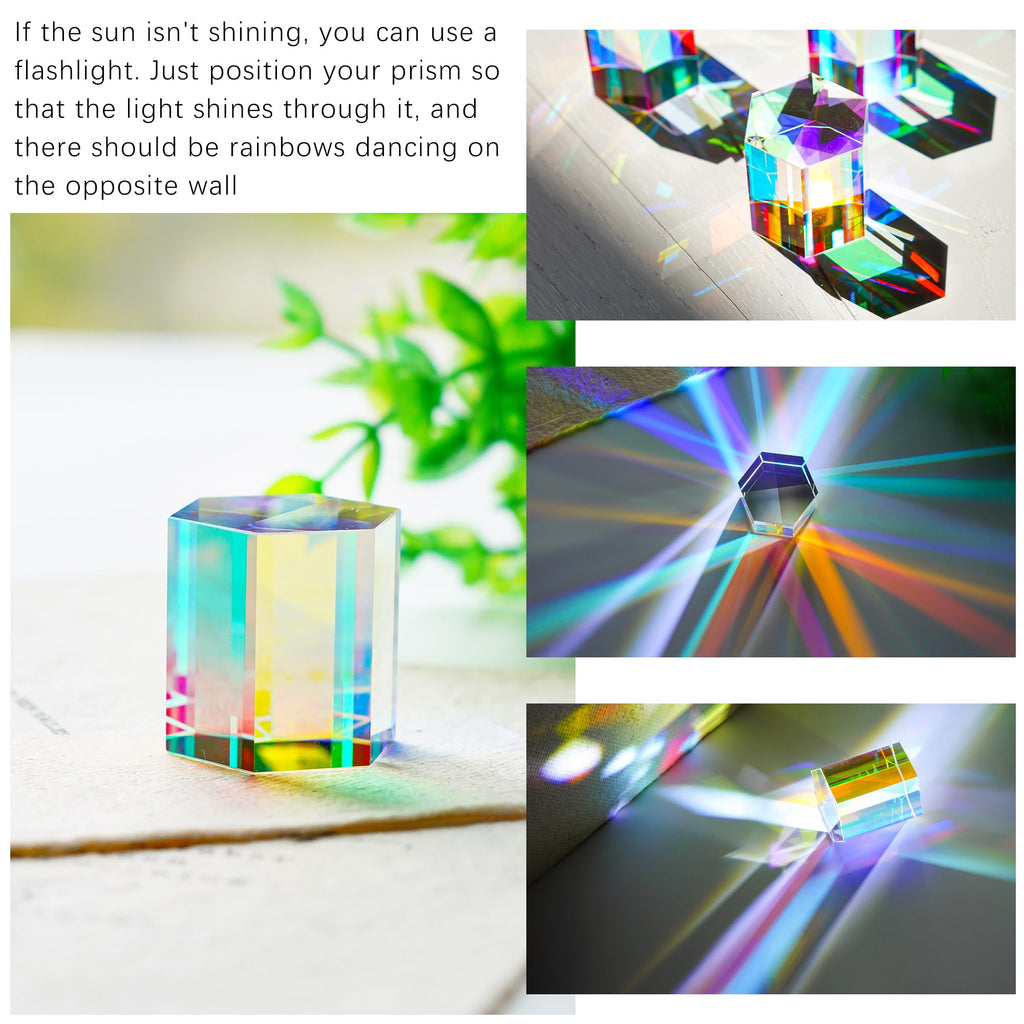 1.2'' Optical Glass RGB Dispersion Prism X-Cube for Physics Teaching Gift | Prisma,Rainbow Prism,Crystal Cube Prism,Photography Props