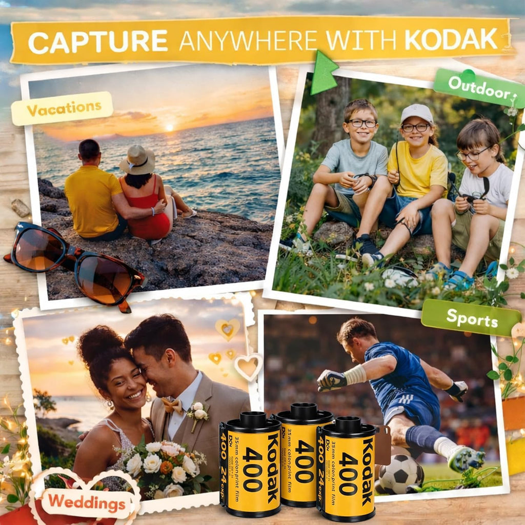 Kodak Gold 200 35mm Film Roll 24 Exp 3 Rolls with Sturdy Tiger Storage Case