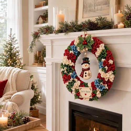 3D Fabric Poke Wreath DIY Kit, Christmas Wreath DIY Kit for Adults | Poke Art for Adults, Beginner Friendly No-sew Craft, 3D Texture, Relaxing Holiday Handmade Christmas Art Project Gift