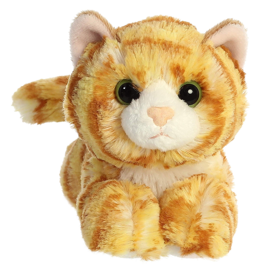 Aurora Mini Flopsie 8" Ginger Cat Adorable Stuffed Animal | Compact tummy-lying animals with bean-filled stability