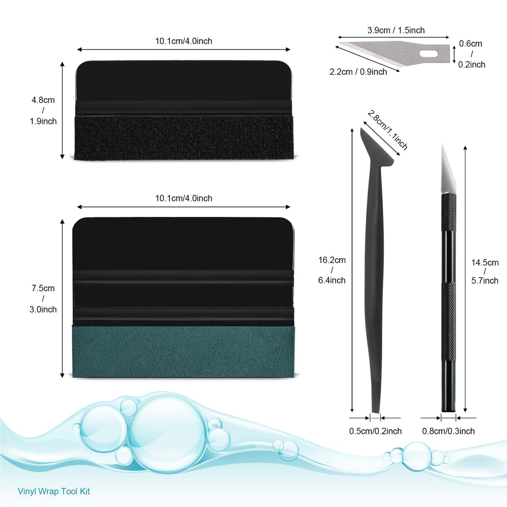 NEWISHTOOL Car Window Tint Installation Kit Vinyl Wrap Tools Wrapping Kit | Felt Squeegee, Micro Squeegee, Precision Knife & Razor Blade, 9IN1 Film Installing Tint Kit Tools Vinyl Application Tool