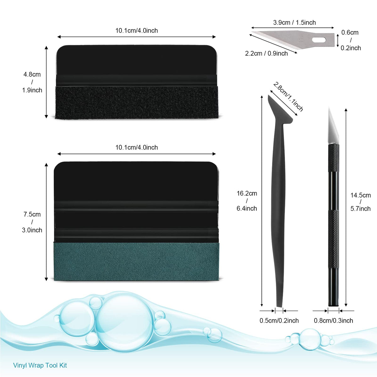NEWISHTOOL Car Window Tint Installation Kit Vinyl Wrap Tools Wrapping Kit | Felt Squeegee, Micro Squeegee, Precision Knife & Razor Blade, 9IN1 Film Installing Tint Kit Tools Vinyl Application Tool