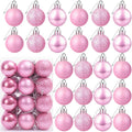 24 Count Mini Pink Ornaments for Mini Christmas Tree, Small Shatterproof Christmas Tree Ornaments Balls Party Decorations, 1.2 Inch