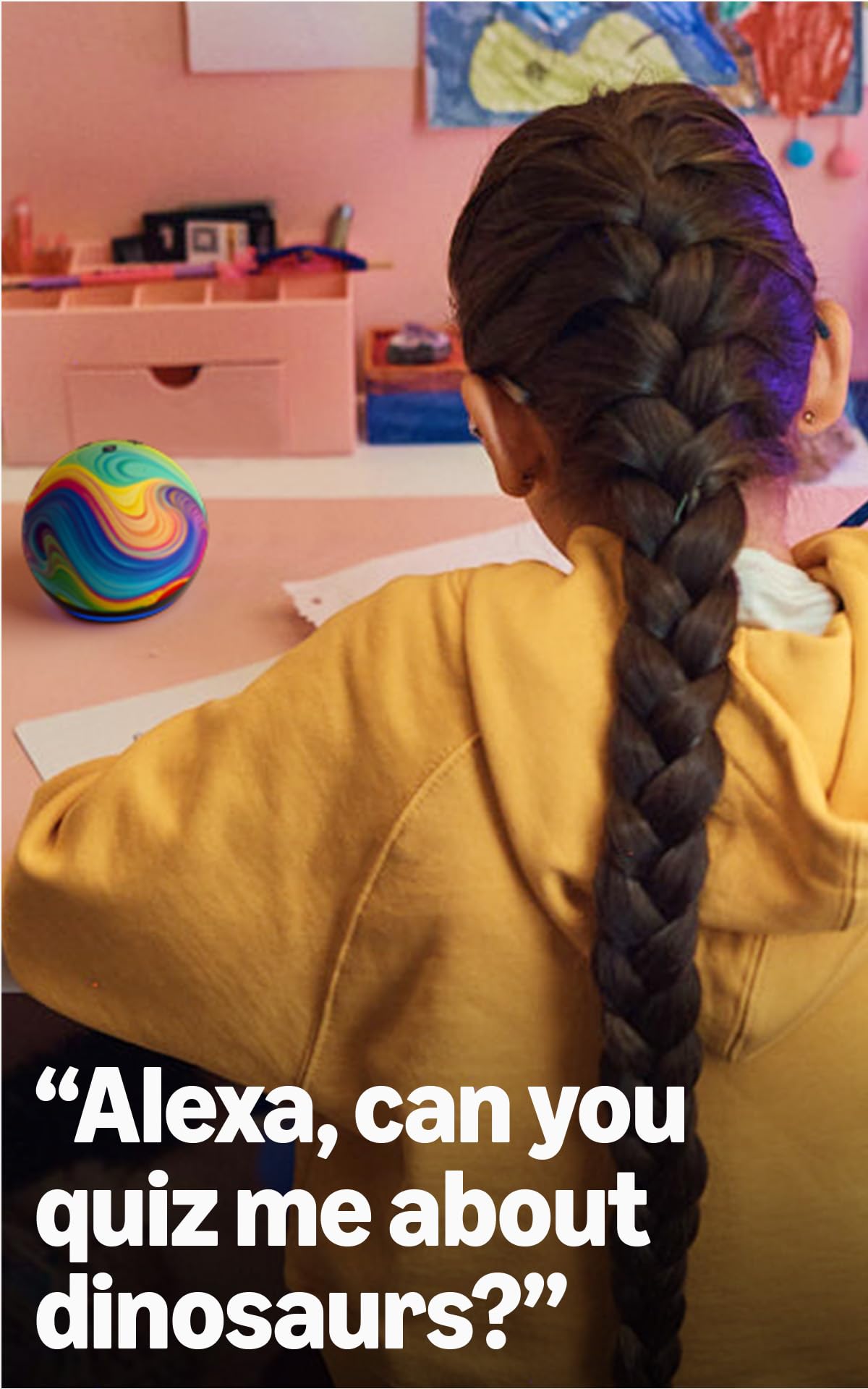 Amazon Echo Dot Kids (newest model), Smart speaker to enjoy age-appropriate audiobooks, sleep routines and Alexa+ experiences to create and learn, Stardust design