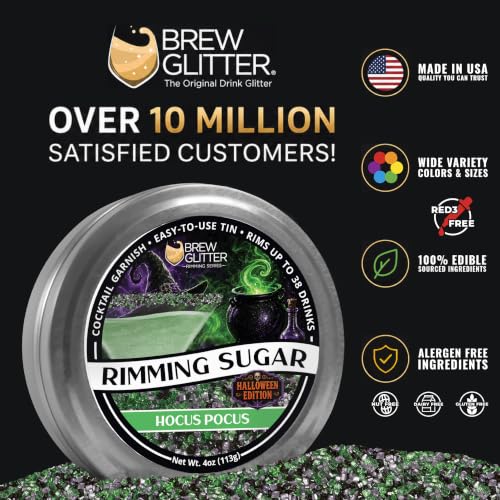 Brew Glitter Hocus Pocus Green, Purple & Black Rimming Sugar, Cocktail Garnish, 4oz