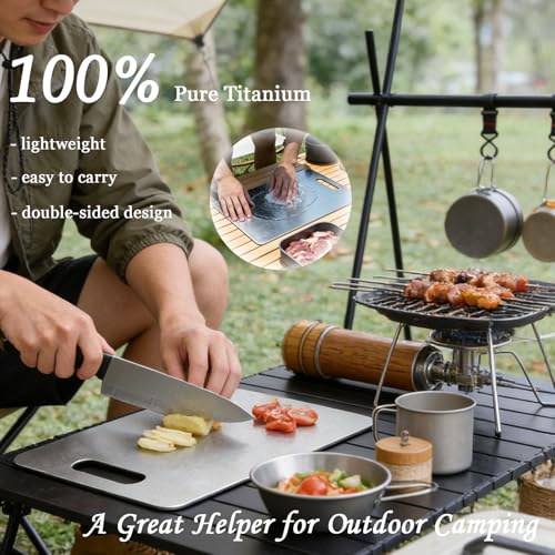100% Pure Titanium Cutting Board Set of 3, Titanium Cutting Boards for Kitchen Dishwasher Safe, Double-Sided Small & Large Meat Metal Chopping Board for Stainless Steel & Food Prep (M+L+XL)