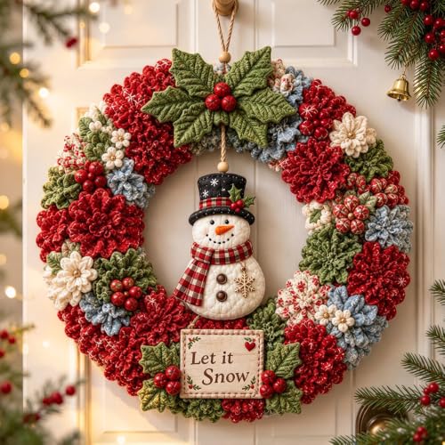 3D Fabric Poke Wreath DIY Kit, Christmas Wreath Making Kit for Adults | Christmas Craft Fabric Poke Art Kit for Beginner-Friendly, DIY Christmas Decorations Kit for Front Door Wall Window Decor