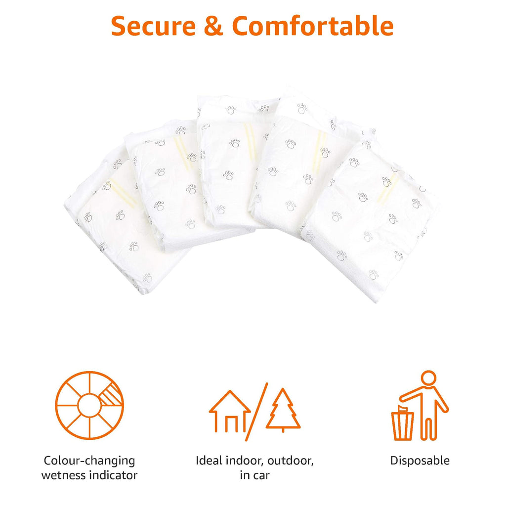 Amazon Basics Leak-Proof, Super Absorbent Male Dog Diapers with Wetness Indicator, Comfortable Design, Breathable Disposable Wrap, Secure Fit, Small, 30 Count
