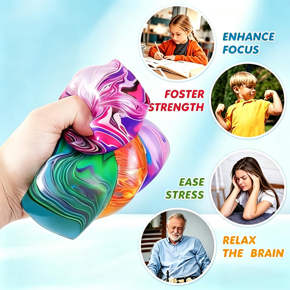 4Pack Fidget Toys Mini Squishy Stress Cube, Stress Balls for Kids, Adults Squishies Anxiety Stress Relief, Squishy Cube Sugar Balls, Sensory Toys for Kids with Autism, Fidgets for Classroom Prize