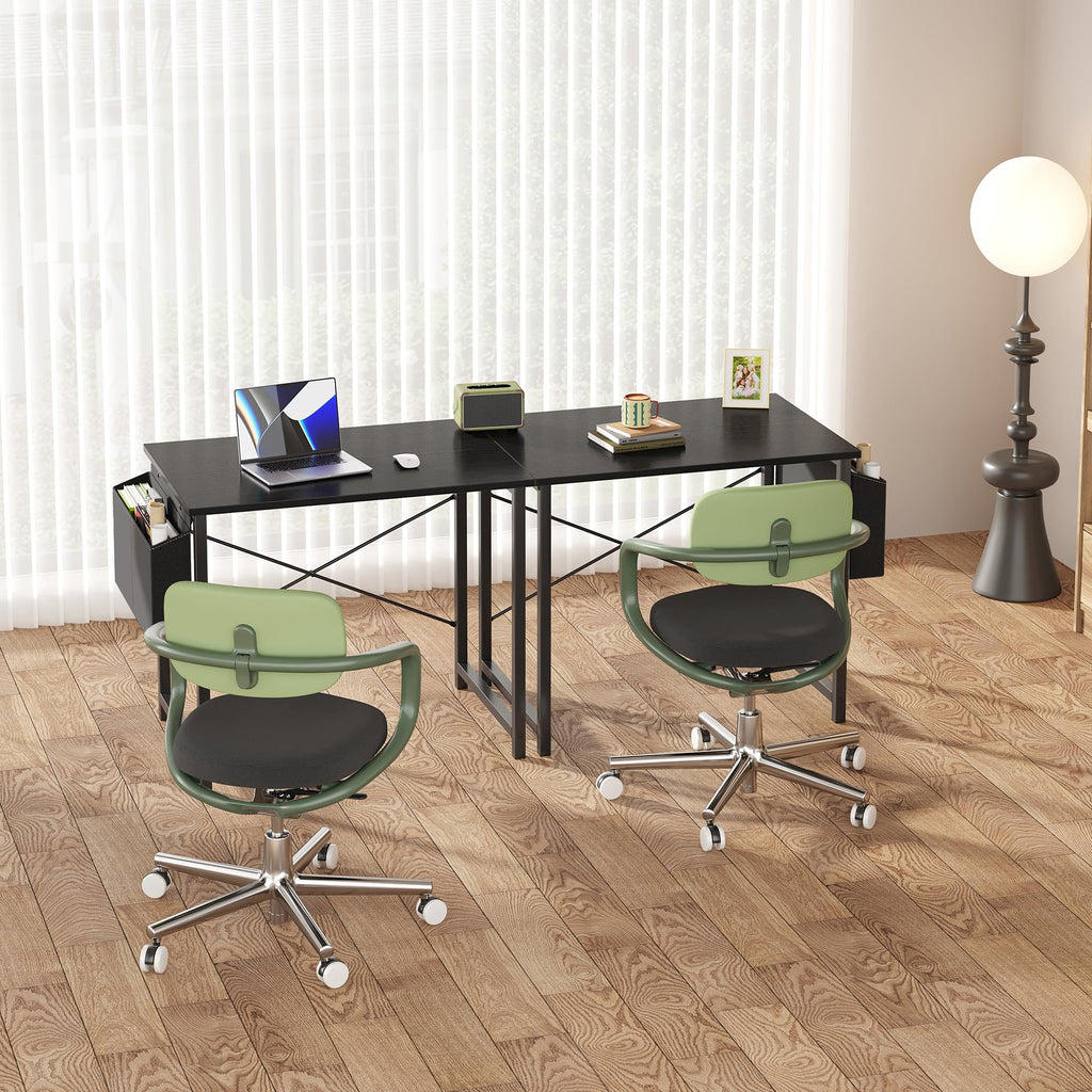 Sweetcrispy Small Computer Desk, 31 Inch Home Office Desks, Writing Study Craft Work Gaming Table, Computer Workstation for Small Spaces with Storage Bag for Bedroom, Black