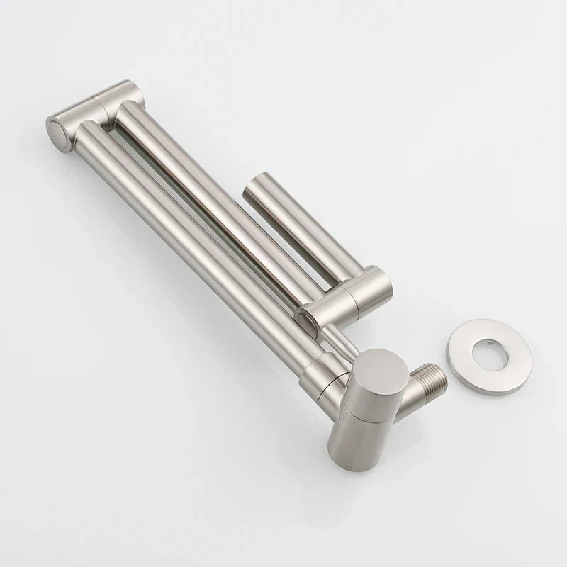 Brass Folding Kitchen Faucet Two-Joint Swing Arm Single Cold Water Tap