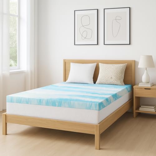 3 Inch Full Mattress Topper, Ventilated Gel Memory Foam Mattress Bed Pad | Pressure Relief | Body Support Mattress Bed Topper | CertiPUR-US certified | Blue