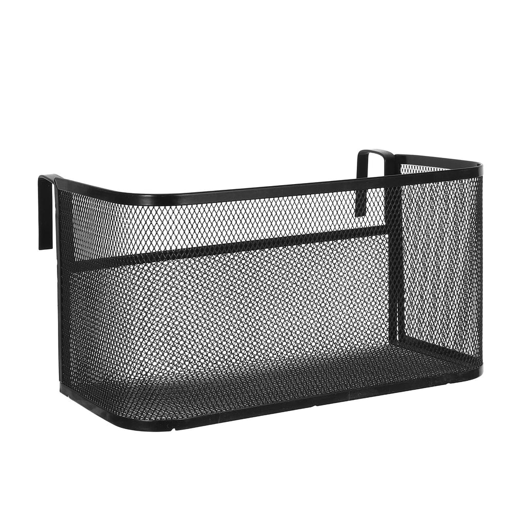 Bedside Hanging Storage Basket, Metal Bunk Bed Organizer with Cup Holder | Black Iron Frame, Hook Design, Multiple Compartments, Keeps Magazines, Phones, Drinks and Remotes within Reach