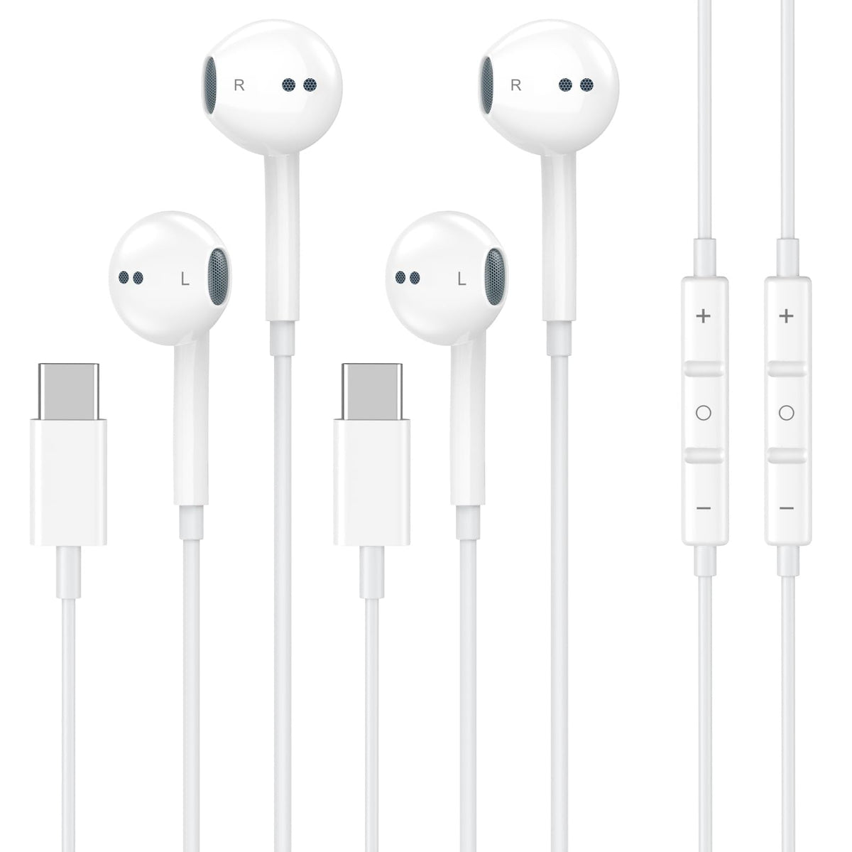 2 Pack [Apple MFi Certified] USB C Headphones Wired for iPhone 18 17 16 15 | Wired Earbuds with Microphone & Remote Control Noise Cancelling Type C Earphones for iPhone Duo 18 17 16 15 Pro Max, Galaxy