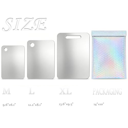 100% Pure Titanium Cutting Board Set of 3, Titanium Cutting Boards for Kitchen Dishwasher Safe, Double-Sided Small & Large Meat Metal Chopping Board for Stainless Steel & Food Prep (M+L+XL)