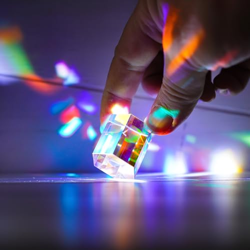 1.2'' Optical Glass RGB Dispersion Prism X-Cube for Physics Teaching Gift | Prisma,Rainbow Prism,Crystal Cube Prism,Photography Props