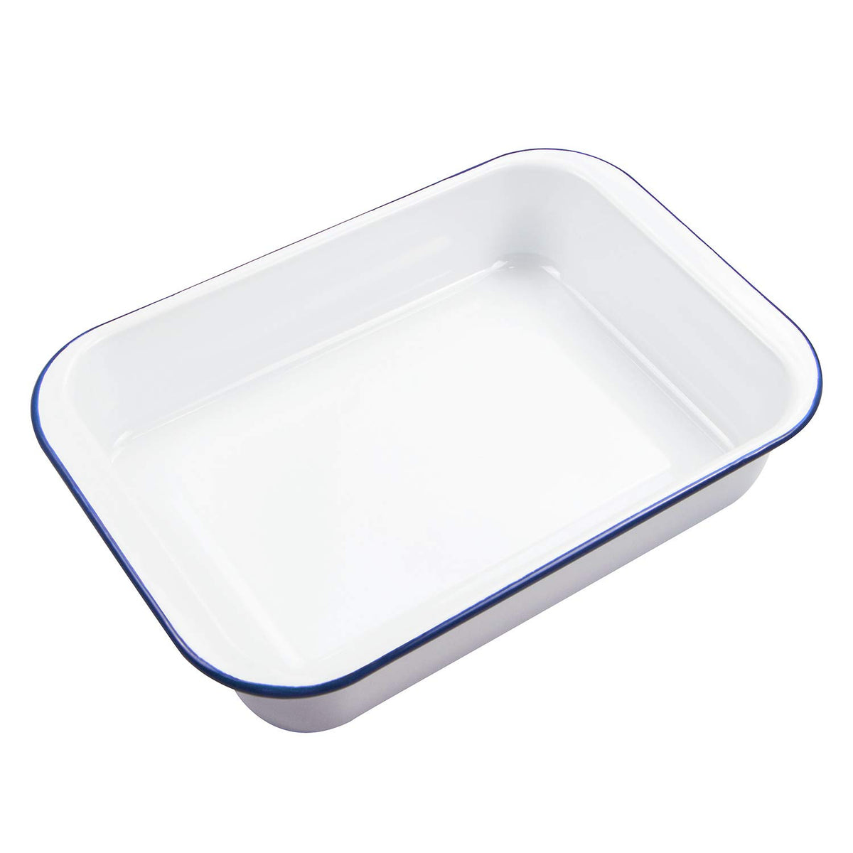 Webake Enamelware 9x13 Baking Pan with Lid Oblong Cake Pan Enameled Steel Roasting Pan Baking Dish Lasagna Pan Food Containers