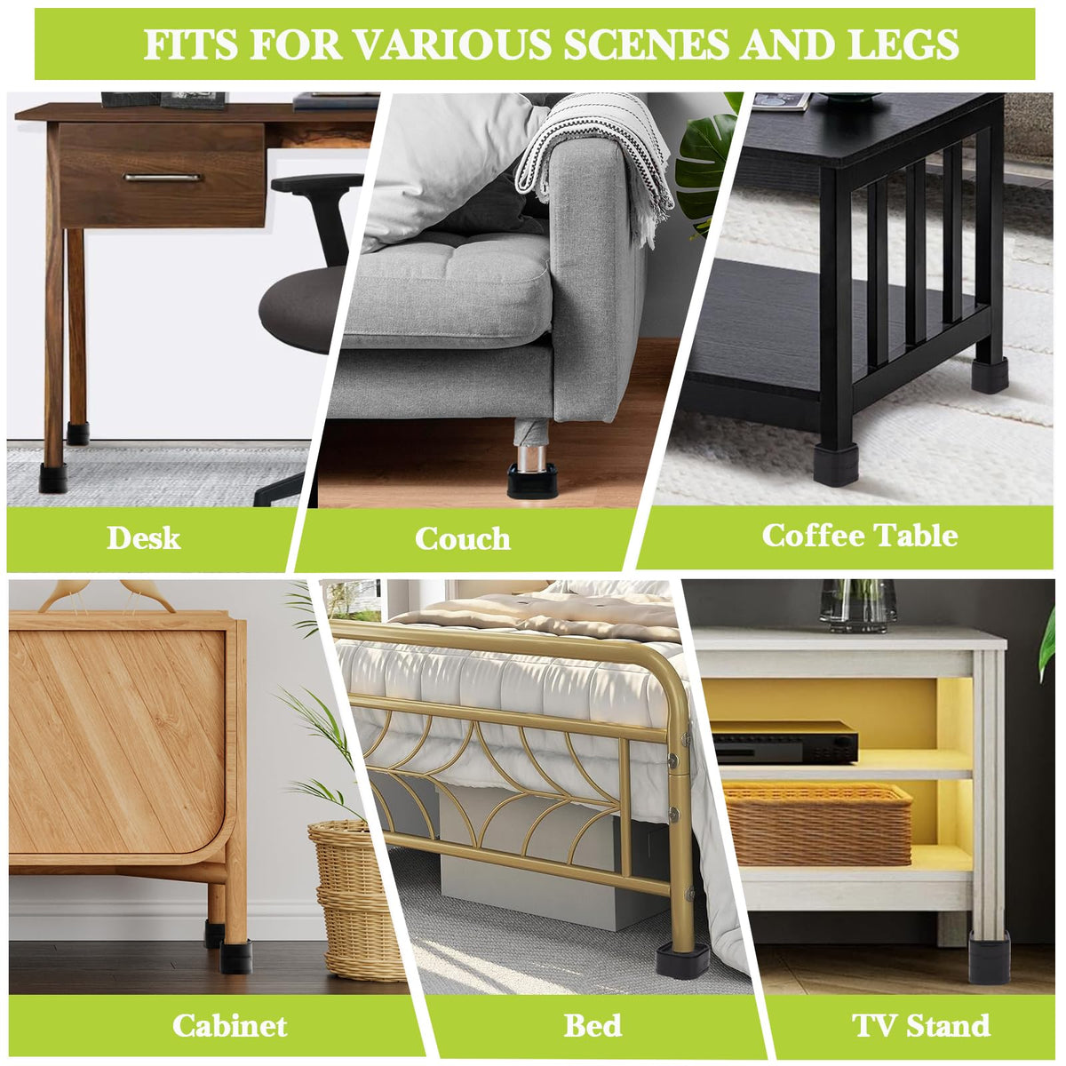 8 Pack Furniture Risers 1 or 2 Inch, Adjustable Bed Risers Heavy Duty For Table Desk Couch Chair Sofa Cabinet Bed Legs Dorm, Square Stackable Bed Raisers Blocks Lift Height 1", 2" or 3", Black