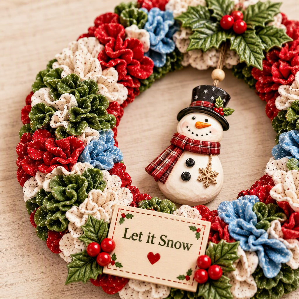 3D Fabric Poke Wreath DIY Kit, Christmas Wreath DIY Kit for Adults | Poke Art for Adults, Beginner Friendly No-sew Craft, 3D Texture, Relaxing Holiday Handmade Christmas Art Project Gift