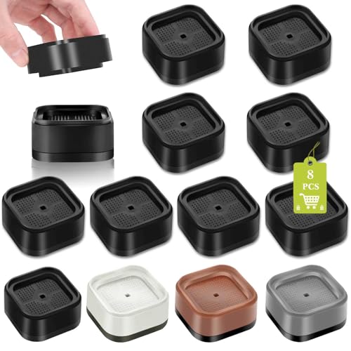 8 Pack Furniture Risers 1 or 2 Inch, Adjustable Bed Risers Heavy Duty For Table Desk Couch Chair Sofa Cabinet Bed Legs Dorm, Square Stackable Bed Raisers Blocks Lift Height 1", 2" or 3", Black