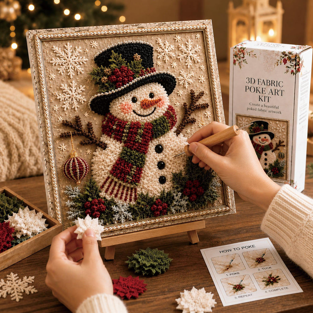 3D Christmas Fabric Poke Art Kit with Frame, Craft Fabric Punch Needle Kit | 3d Christmas Fabric Poke Art Kit with Frame, No-Sew Craft Fabric Poke Art for Adults Santa Punch Needle Kits Home Decor