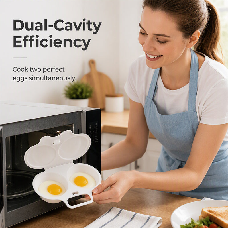 ⏳🔥LIMITED-TIME 50% OFF! ⏰Microwave Egg Poacher with Lid & Handle 🍳 Dual Cavity Microwave Egg Poacher – Quick Oil-Free Cooking, Food-Grade PP & Versatile Kitchen Essential 💫